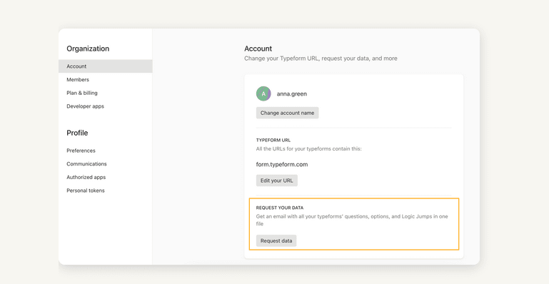 typeform to snowflake: requesting data